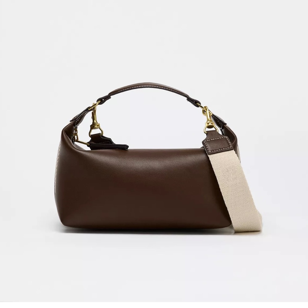 Zara Side Strip Bag Brown NWT - Picture 4 of 9